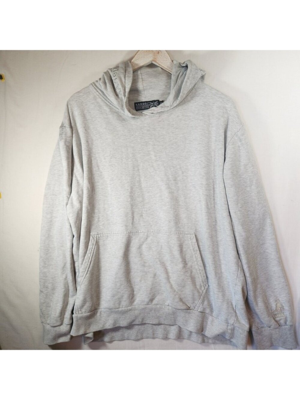 Kangol Mens Gray Heather Pullover Hoodie Embroidered Logo Sweatshirt Size Large